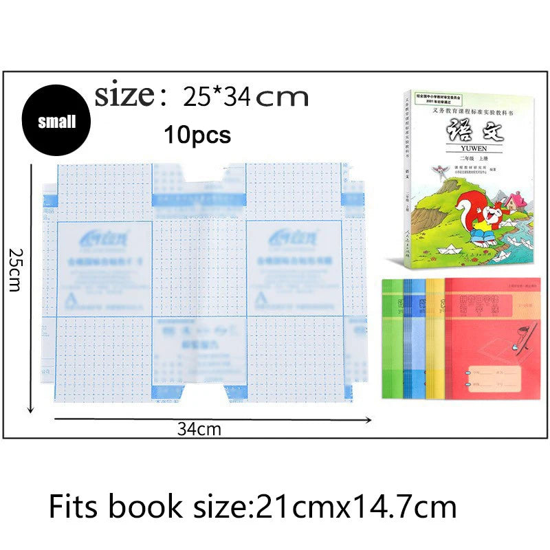 Lot de 10 protège-livres transparents et auto-adhésifs, réglables, pour manuels scolaires