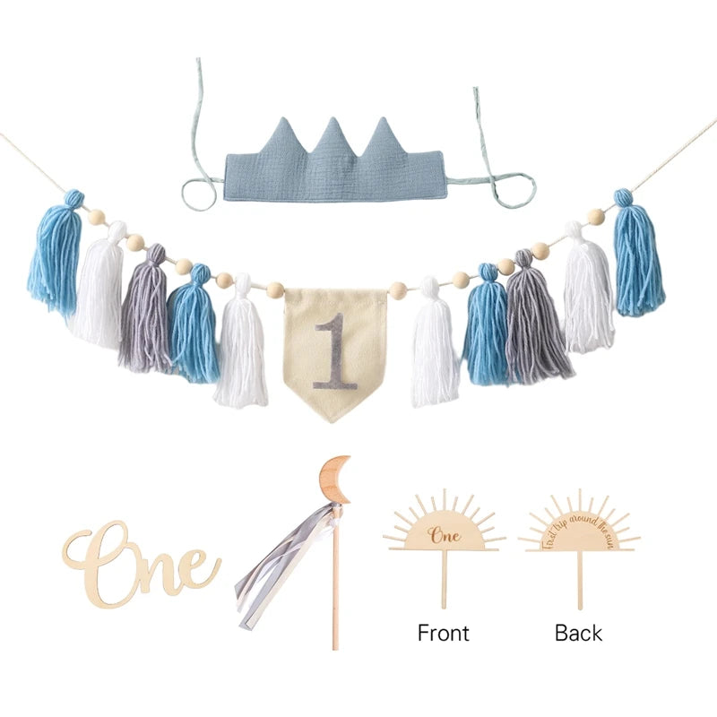 Happy Birthday Banner Handmade Tassel Pendant First Boys Girl Baby Shower Birthday Party Balloon Decoration Supplies Baby Gifts