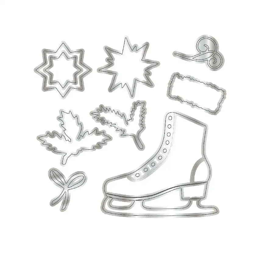 Winter Wonderland Christmas Ice Skate Snowflake Poinsettias Cutting Dies Hot Foil Scrapbooking Diary Decorate Embossing Template