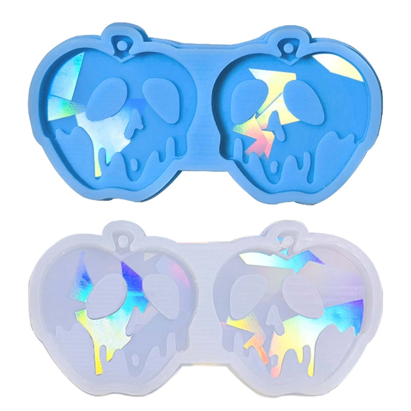 R3MC Light Keychain Pendant Silicone Mold Skull Apples Earrings Mold DIY Ornaments Mould for Birthday Gift
