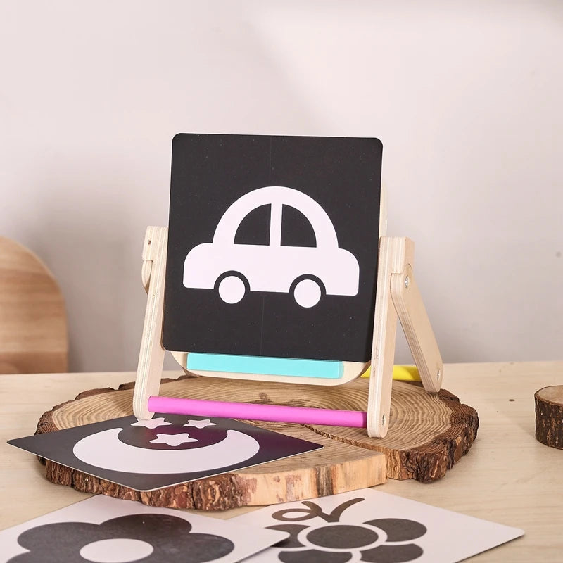 Baby Wooden Montessori Toys Mirror Tummy Time Infant Mirror Black White Contrast Visual Stimulation Sensory Development Toys