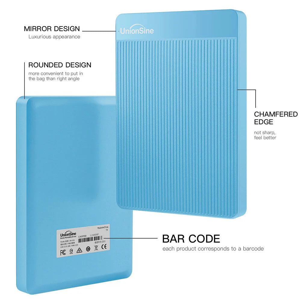 UnionSine Hdd External 2.5" Portable External Hard Drive disk 1tb/320gb/500gb/750gb Compatible for PC Desktop MacBook Computer