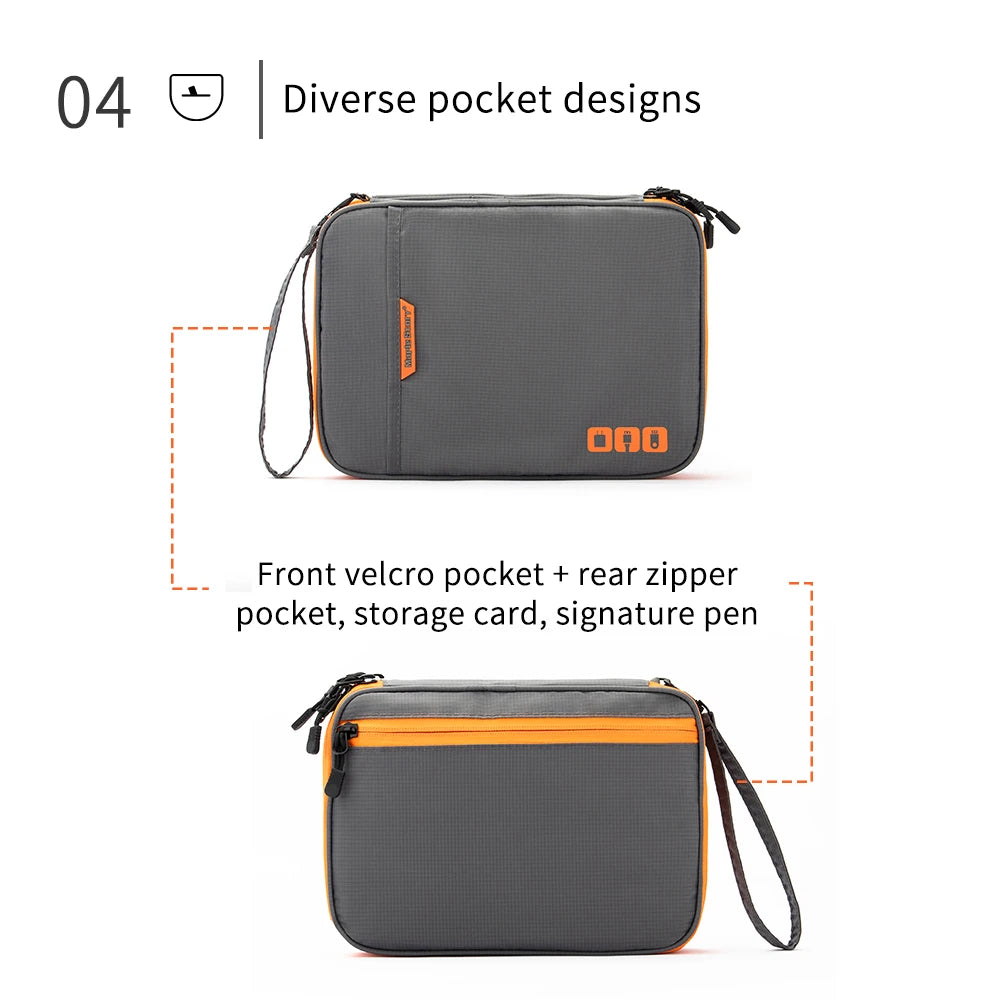 Organiseur électronique, organiseur de câbles de voyage, sac double couche pour accessoires électroniques, pour tablette 7,9", clé USB, cordons, noir