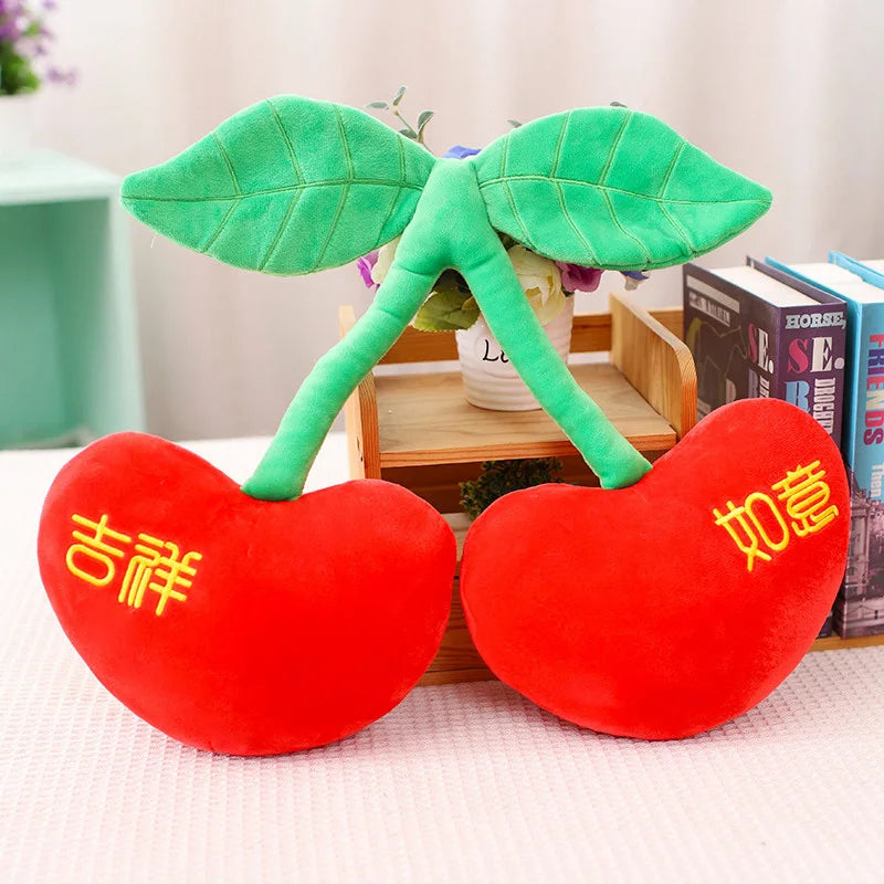 Peluche cerise dessin animé Kawaii, plantes en peluche, nourriture, cerise rouge, coussin, mignon, doux, jouets pour enfants, cadeau, décoration
