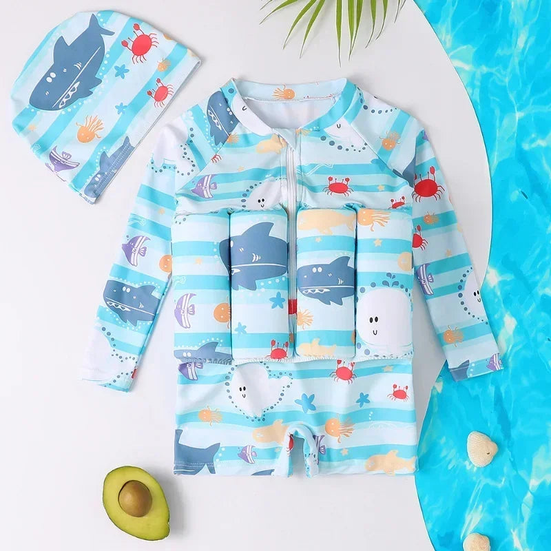 Maillot de bain une pièce pour enfants, protection contre les éruptions cutanées, imprimé dessin animé, vêtements de natation pour filles et garçons