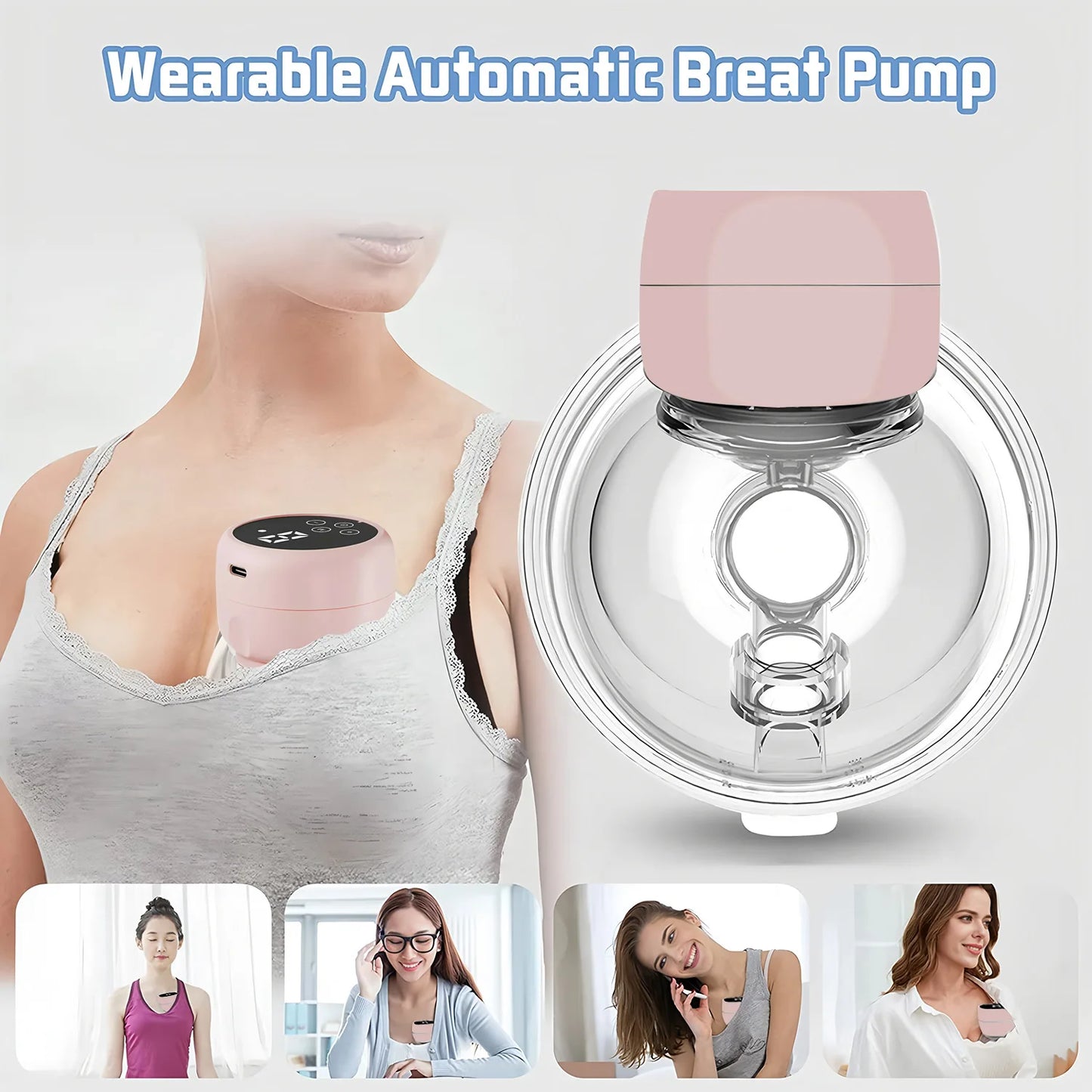 Wearable Breast Pump Hands Free Electric Portable Wearable Breast Pumps Slient BPA-free Breastfeeding Milk Collector