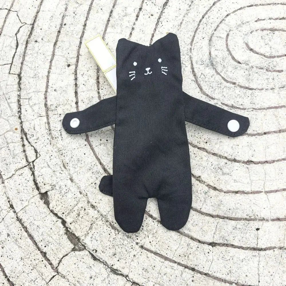 Canvas Cartoon Cat Coin Purse Zipper Closure Anti Loss Zippered Mini Wallet Snap Button Decorative Small Change Pouch Daily Use