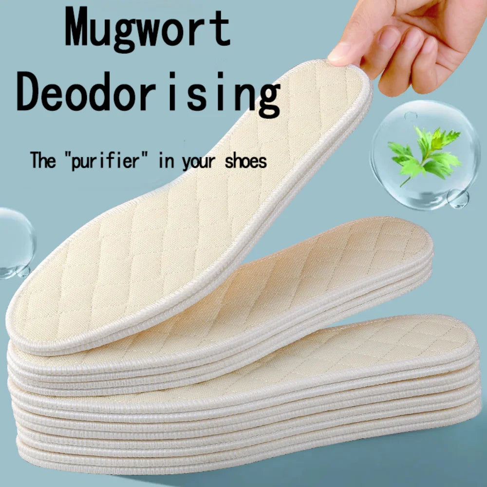 Semelles intérieures déodorantes en armoise pour hommes et femmes, coussinets de sport doux et respirants, absorbant la transpiration, coussinets de chaussures de course