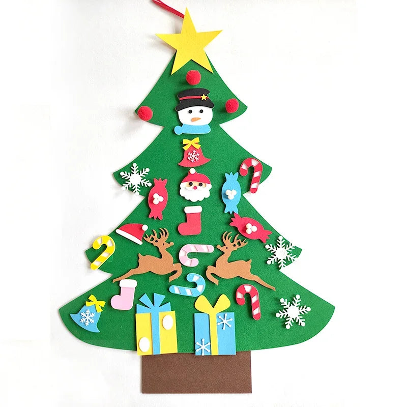 Felt Christmas Tree Gifts for Toddlers Kids with Led String Light, 3.2ft Wall Hanging DIY Xmas Tree 32 Ornaments Home Decoration