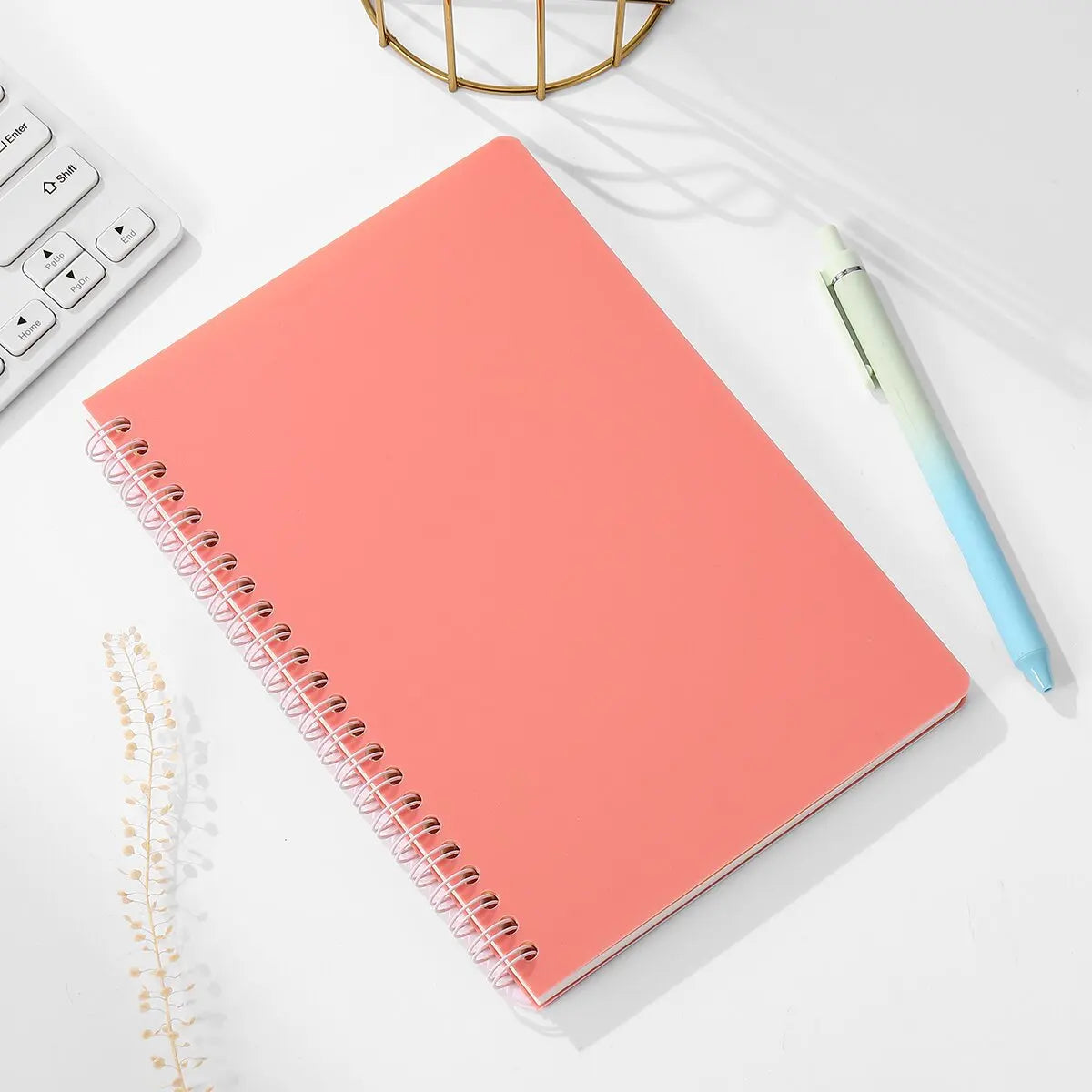 Carnet à spirales A5, 160 pages, papier épais, protection des yeux, ligné, pour l'école, le bureau