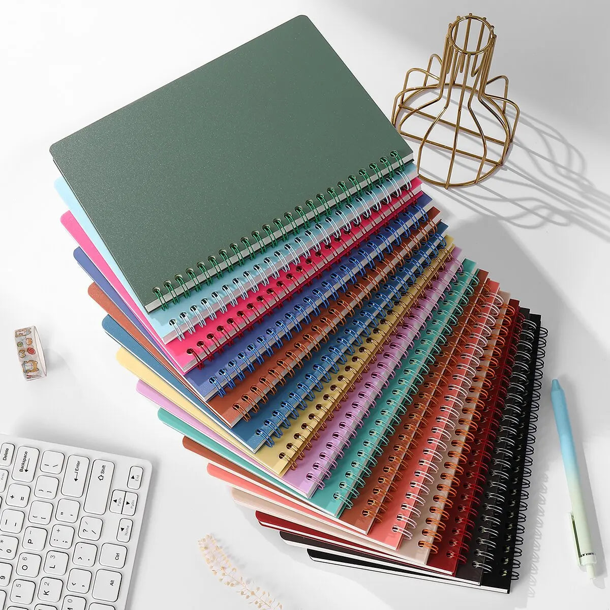 Carnet à spirales A5, 160 pages, papier épais, protection des yeux, ligné, pour l'école, le bureau