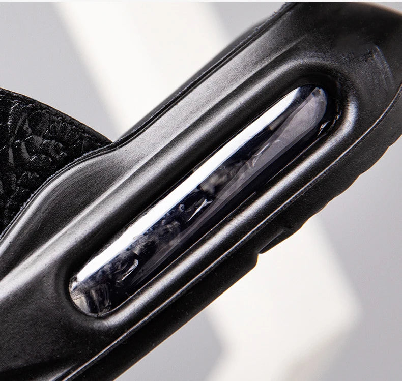 Chaussures d'été pour hommes, sandales en cuir véritable, imprimé crocodile, pantoufles décontractées, tongs à coussin d'air, chaussures de plage cool