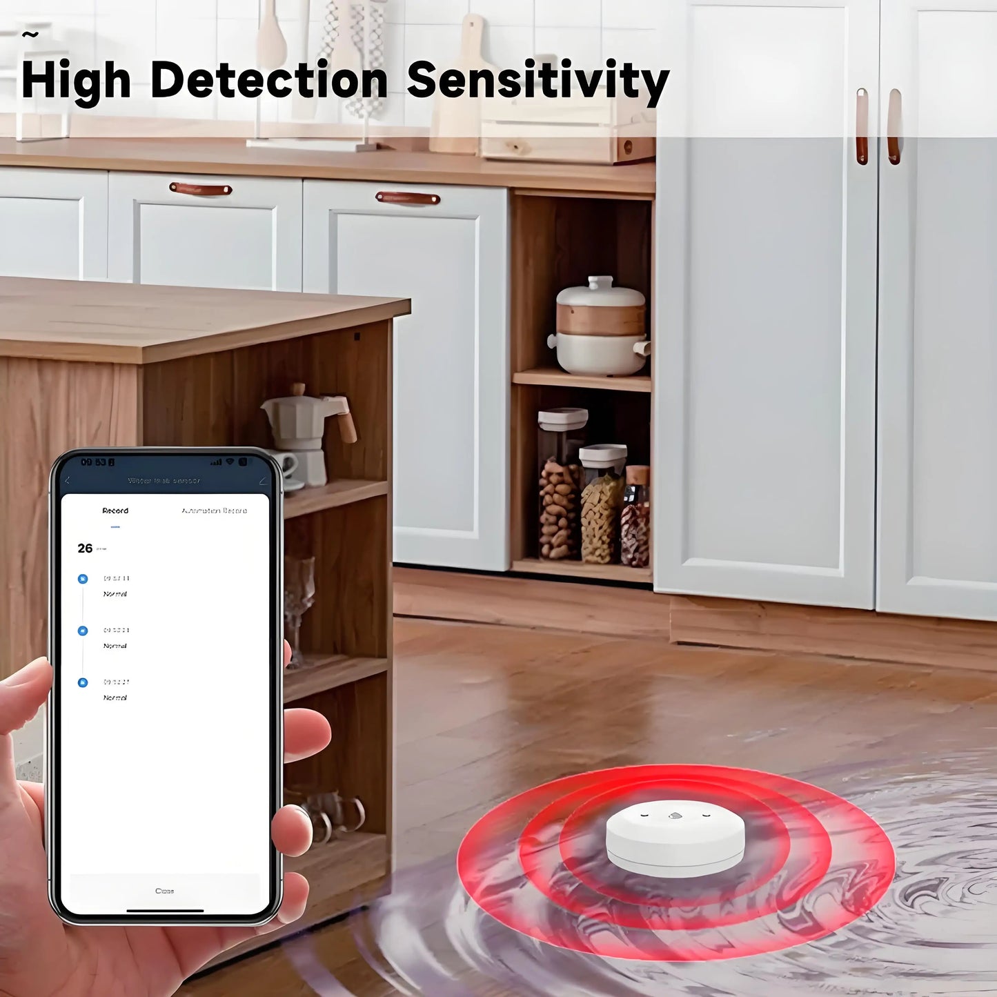 Zigbee Water Sensor Tuya Leak Flood Detector App Remote Monitoring for Kitchen/Bathroom Support Home Assistant
