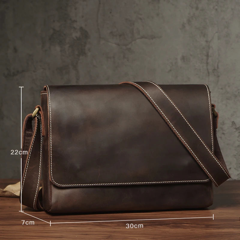 Sac à bandoulière NUKA en cuir véritable pour homme, style rétro, original, en cuir de vache, horizontal, à rabat, pour iPad 11 pouces