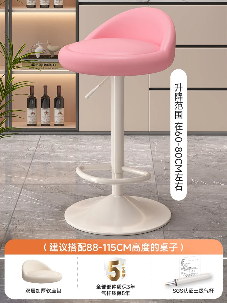 Minimalist Modern Home Elevated Foot Stool Adjustable Backrest Seat Creamy Milk Tea Shop Dining Stool Kitchen Island Seat