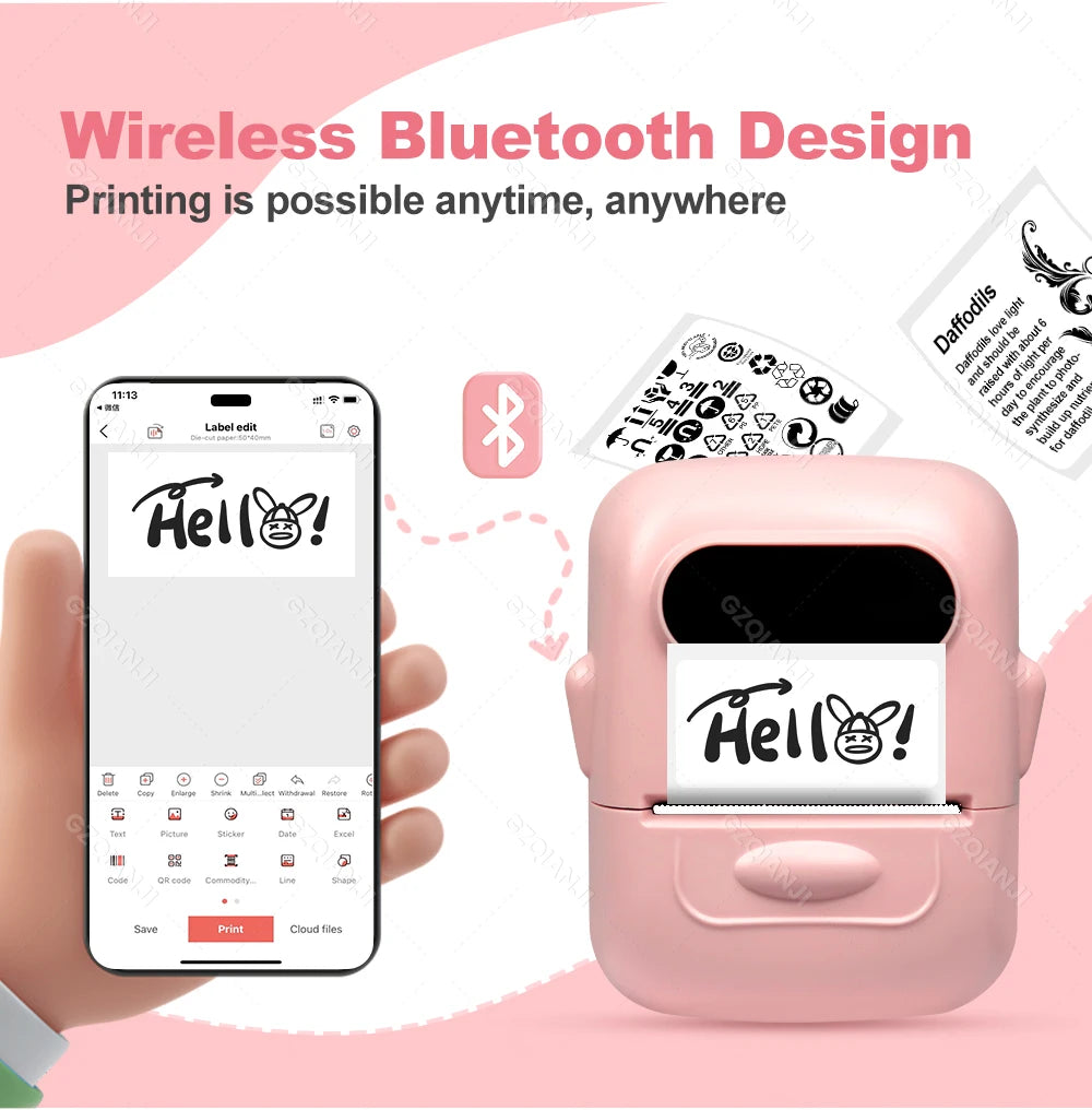 Marklife P50 Bluetooth Thermal Label Printer Barcode Sticker Paper Printer Self-adhesive Label Maker Labeling Portable Machine