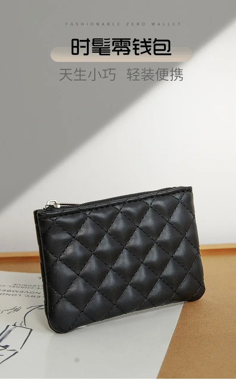 PU Soft Leather Diamond Grid Short Wallet Women Coin Purse Card Bag Zipper Coin Pouch Credit Card Holder ID Holder Mini Purse