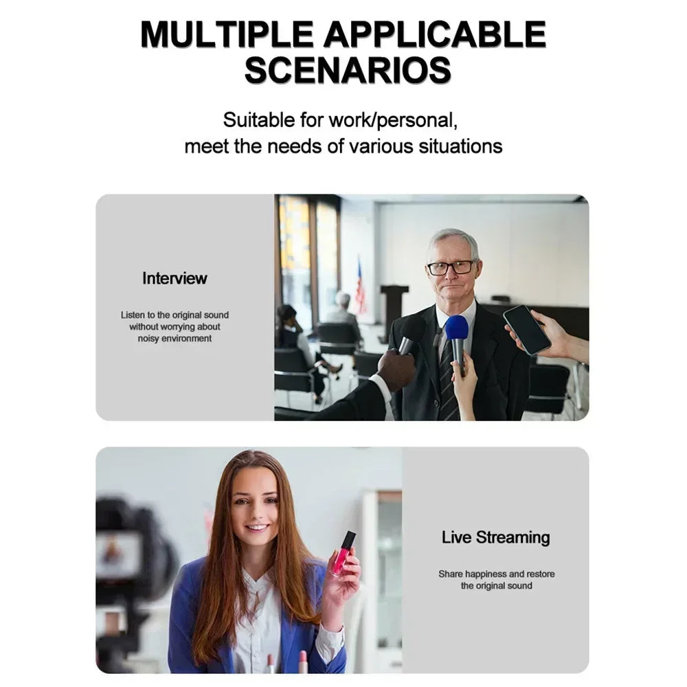 Portable Wireless Lavalier Microphone for Live Streaming/YouTube/TikTok/Facebook Live Noise Reduction Mic For iPhone/Android