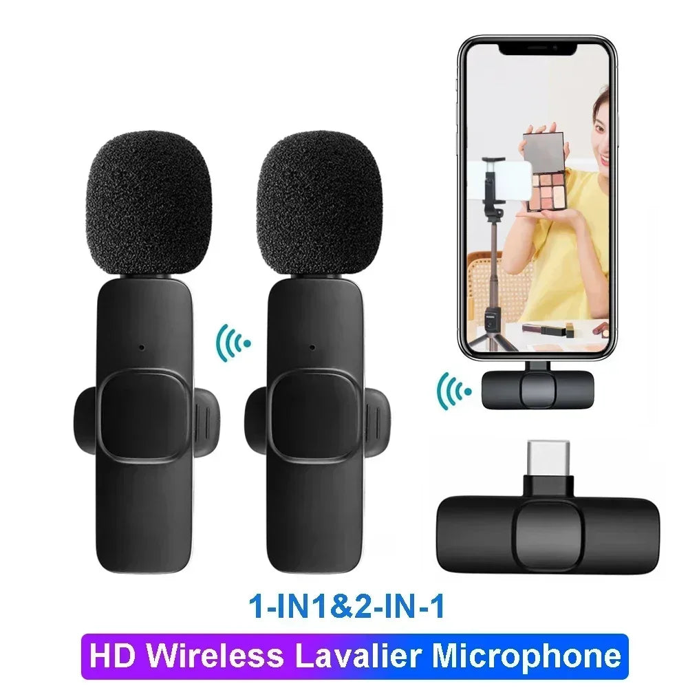 Portable Wireless Lavalier Microphone for Live Streaming/YouTube/TikTok/Facebook Live Noise Reduction Mic For iPhone/Android