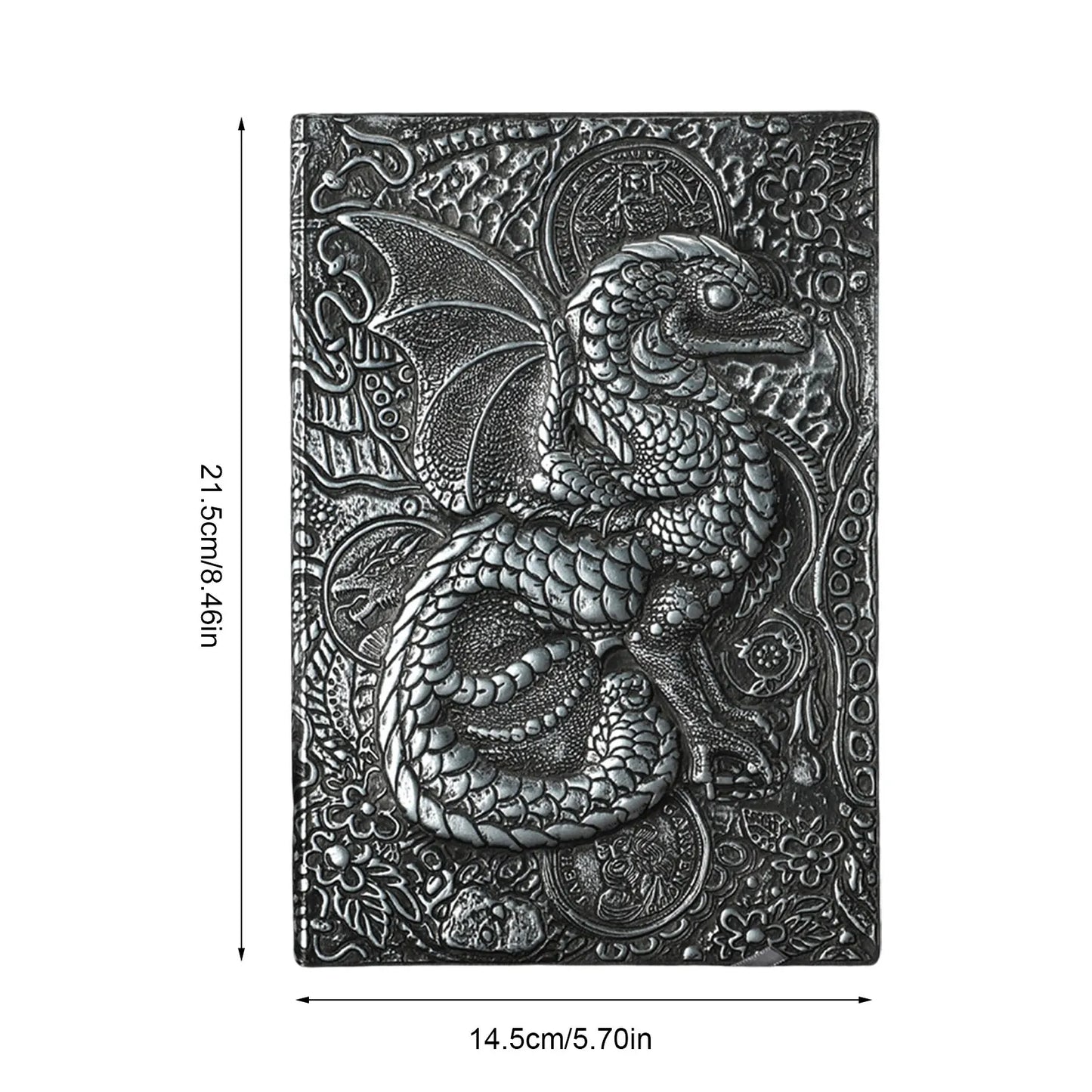Carnet de notes A5 en relief avec motif dragon volant 3D, fait à la main, couverture en cuir, cadeau pour homme, voyage, pensées, notes, poésie