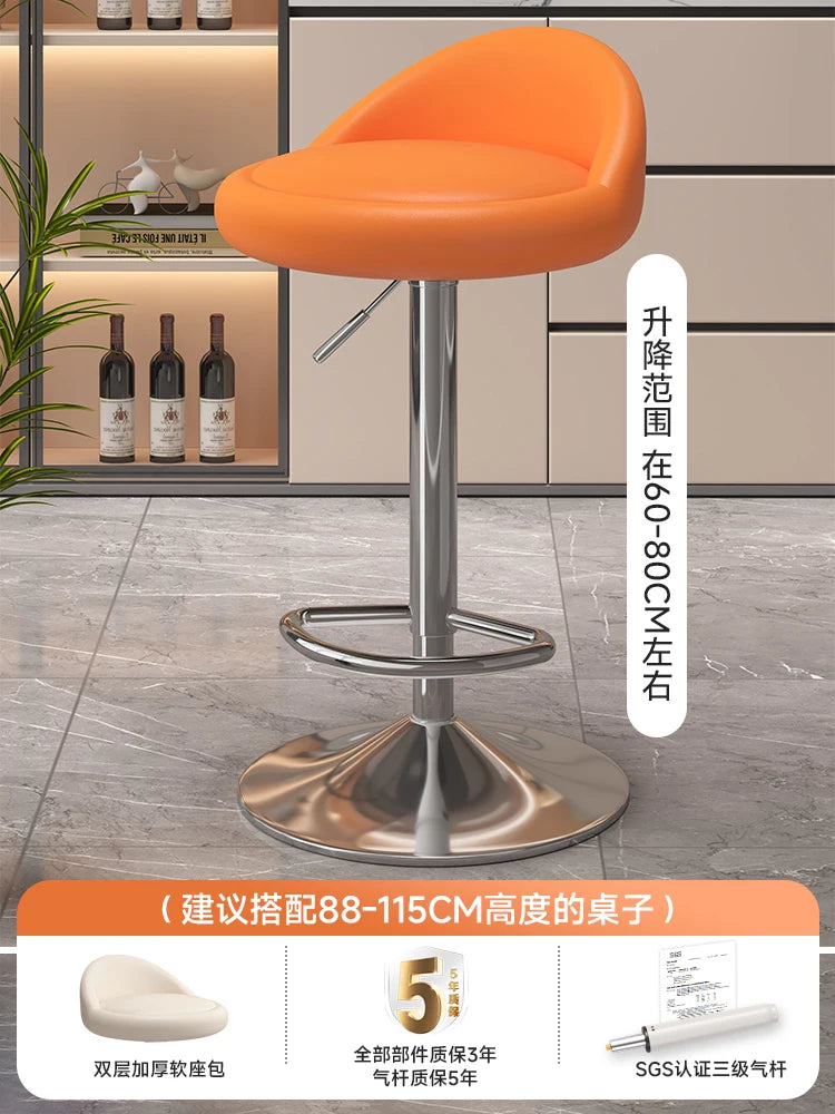 Minimalist Modern Home Elevated Foot Stool Adjustable Backrest Seat Creamy Milk Tea Shop Dining Stool Kitchen Island Seat
