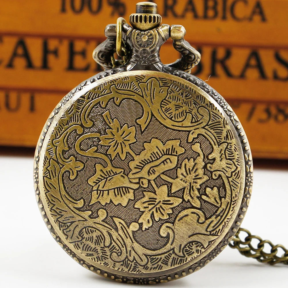 Vintage Bronze Quartz Steampunk Watch 3D Car Truck Pattern Pocket Watch Men FOB Chain Necklace Pendant Clock Gifts