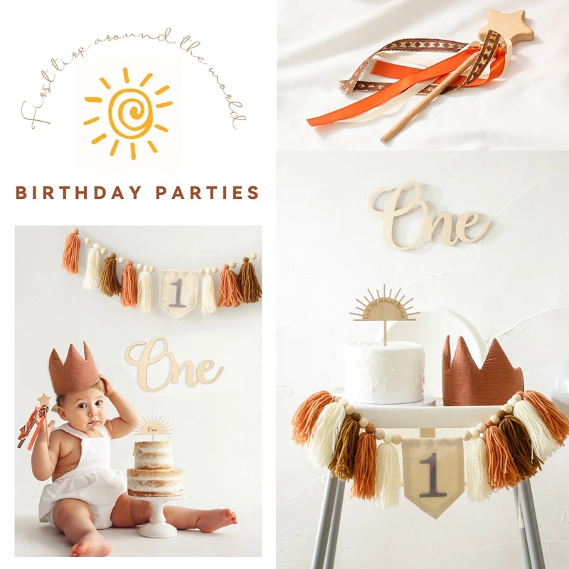 Happy Birthday Banner Handmade Tassel Pendant First Boys Girl Baby Shower Birthday Party Balloon Decoration Supplies Baby Gifts