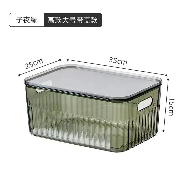 Light Luxury Desktop Cosmetic Plastic Drawer With Lid Wardrobe Sundries Toy Storage Box Transparent Storage Basket With Handle