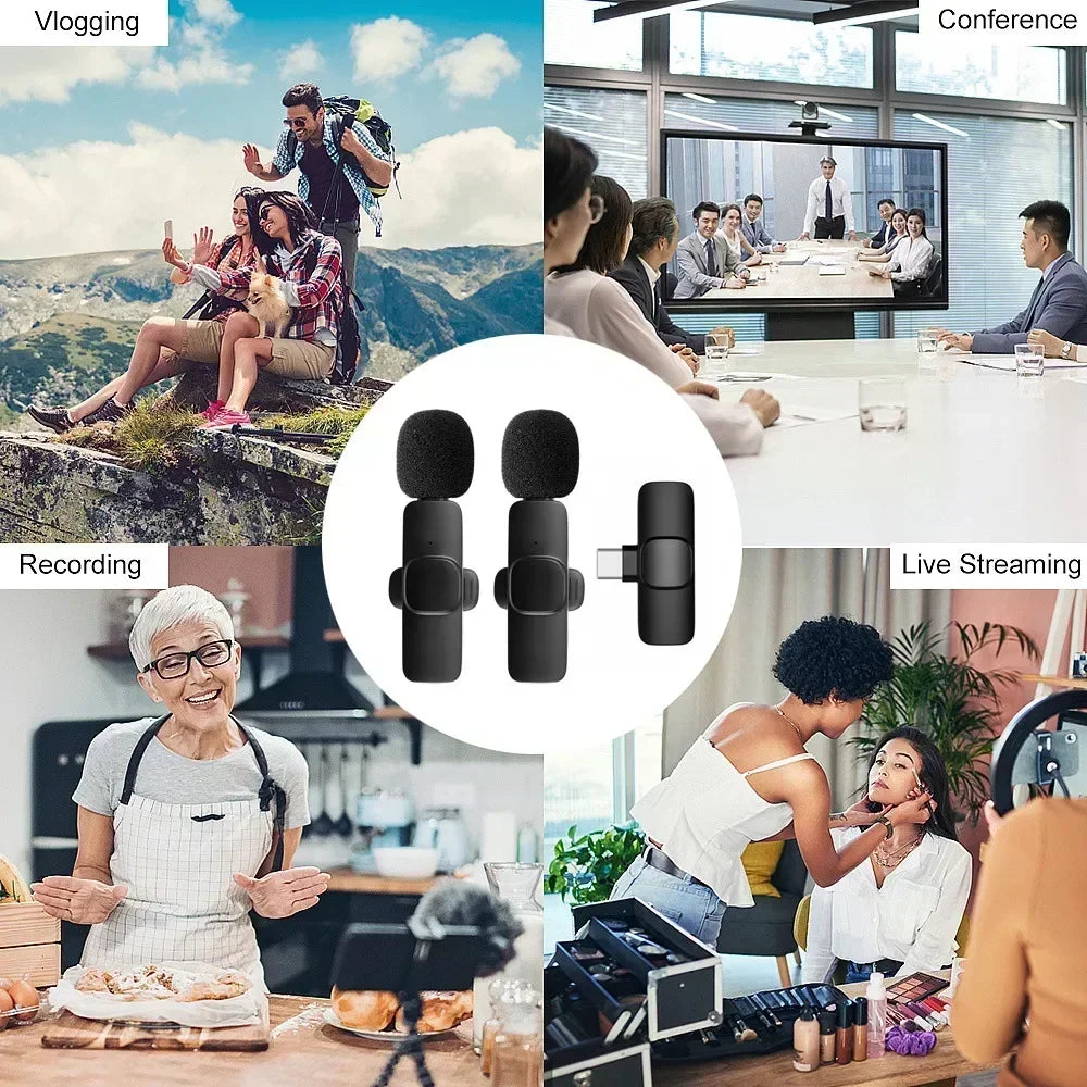 Portable Wireless Lavalier Microphone for Live Streaming/YouTube/TikTok/Facebook Live Noise Reduction Mic For iPhone/Android