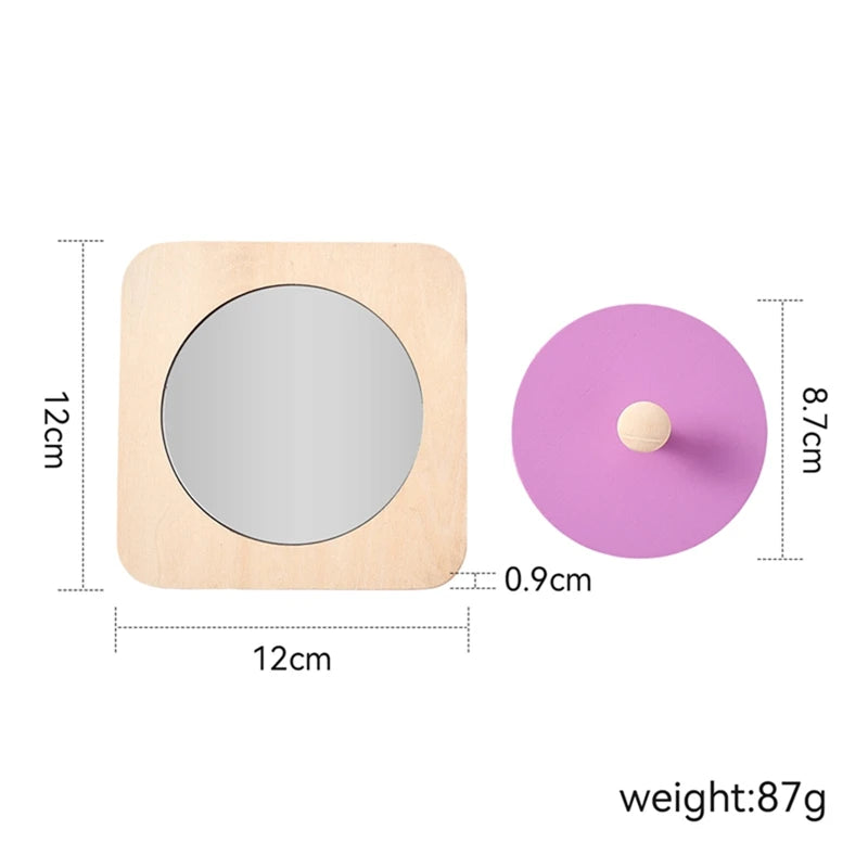Baby Wooden Montessori Toys Mirror Tummy Time Infant Mirror Black White Contrast Visual Stimulation Sensory Development Toys