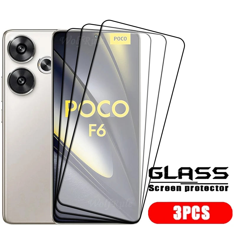 4pcs For Poco F6 Glass Poco F6 Tempered Glass Full Cover Glue Protective Film 9H HD Screen Protector Xiaomi Poco F6 PocoF6 F 6