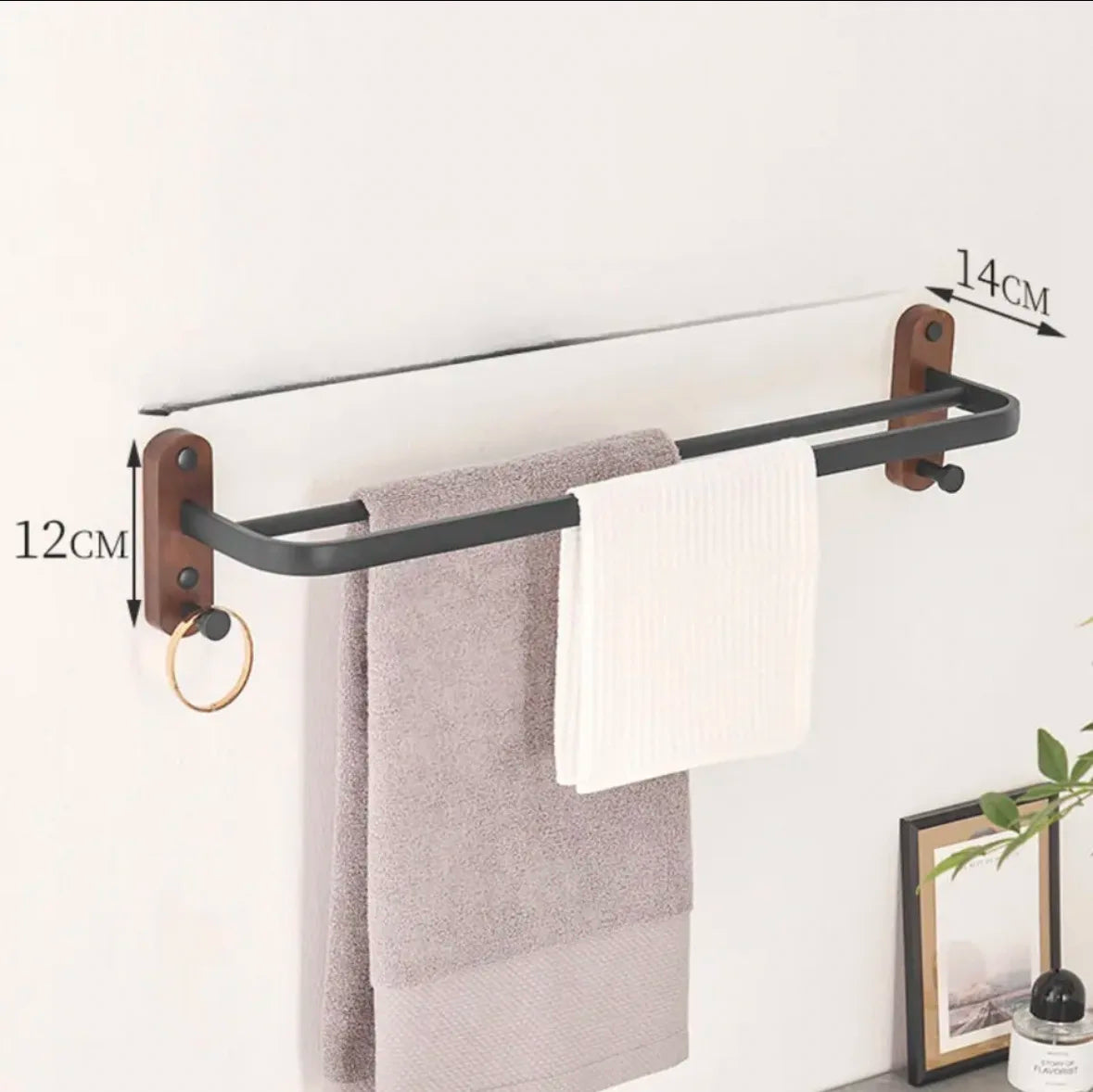 Nordic solid wood Light Luxury Towel Rack Bathroom Towel Shelf Perforated Wall Mounted Towel shelves Bathroom Accessories