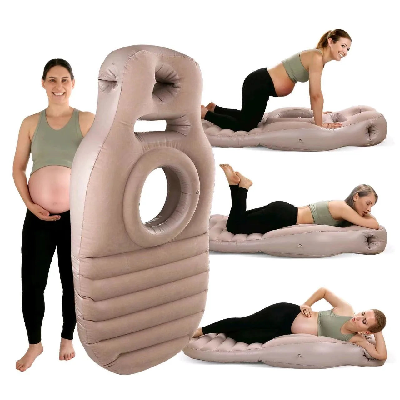 Multi functional Inflatable Maternity Bed Cushion Mattress with Hole for Pregnant Mommy Comfortable Yoga Mat Protective Portable