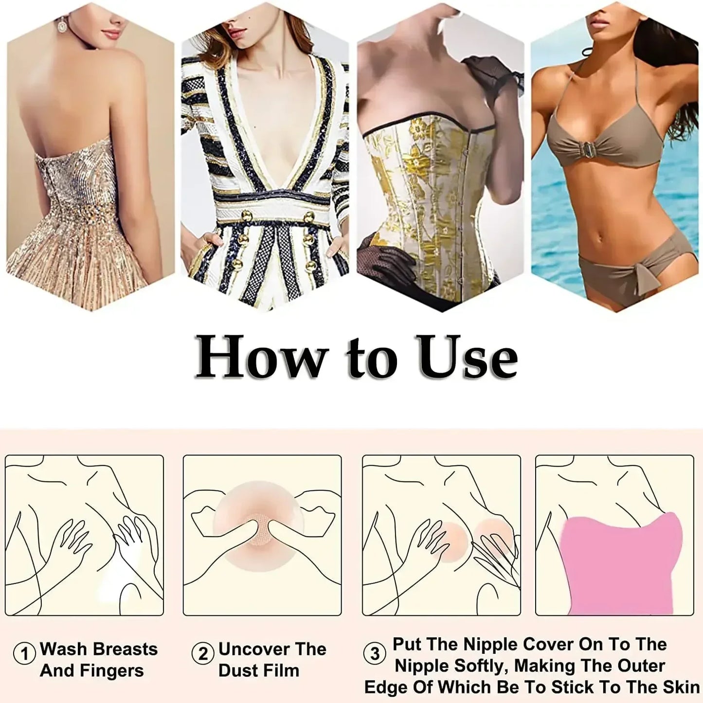 2-24PCS Invisible Self Adhesive Chest Paste Reusable Sticker Breast Petal Strapless Lift Up Bra Pad Silicone Petal Nipple Cover