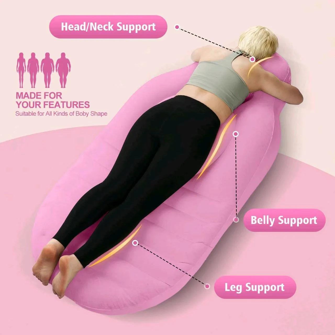 Multi functional Inflatable Maternity Bed Cushion Mattress with Hole for Pregnant Mommy Comfortable Yoga Mat Protective Portable