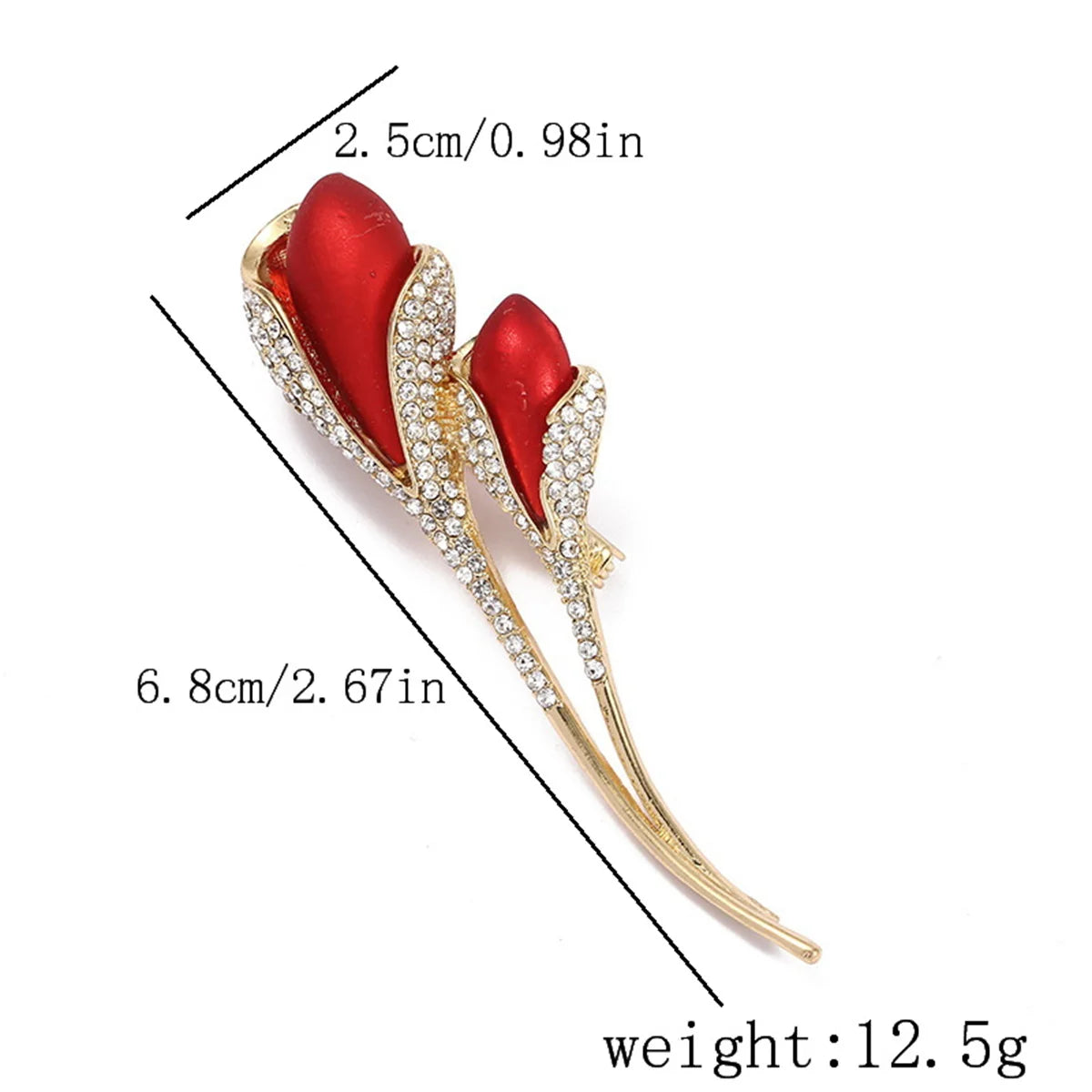 Rinhoo Luxury Pink Green Zircon Tulip Flower Brooch For Women Elegant Pearl Floral Lapel Pins Plant Button Badge Wedding Jewelry