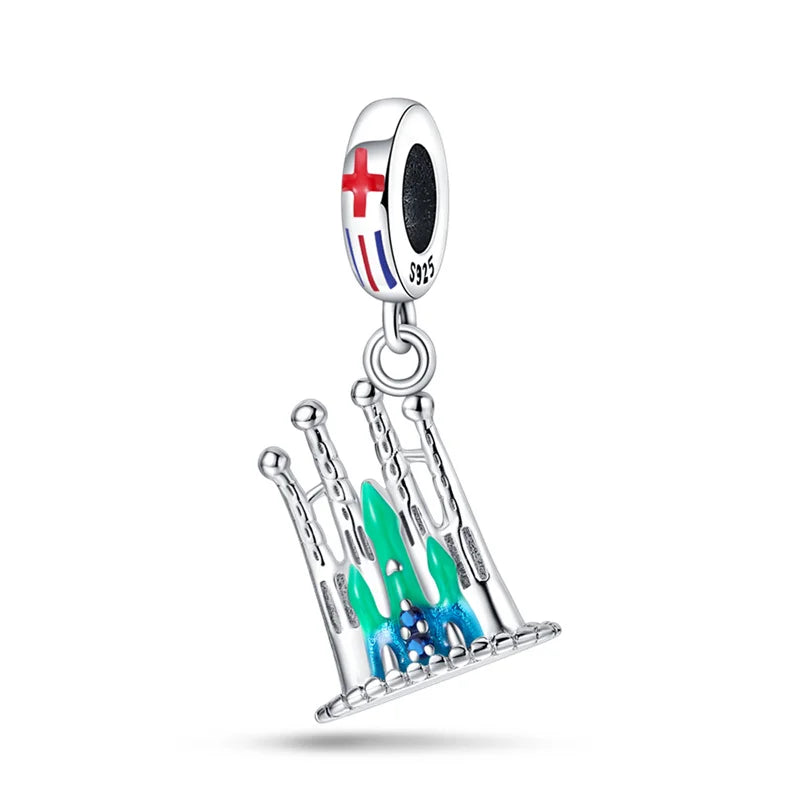 925 Sterling Silver Spots Series Charm Eiffel Tower Egypt Charms Pendant Fit MULA Original Sliver Bracelets DIY Jewelry Gifts