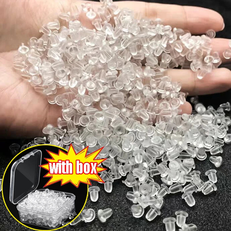 Lot de 500/2000 bouchons d'oreilles en silicone transparents, anti-chute, accessoires pour boucles d'oreilles