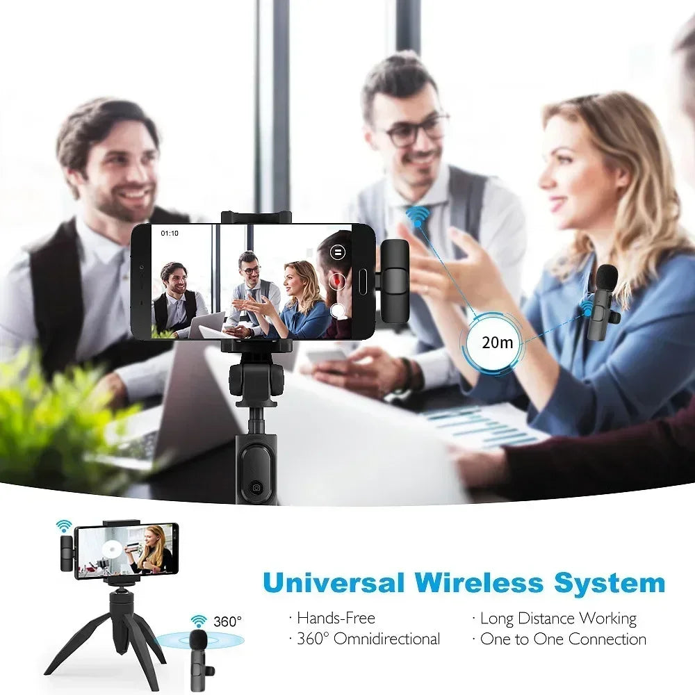 Portable Wireless Lavalier Microphone for Live Streaming/YouTube/TikTok/Facebook Live Noise Reduction Mic For iPhone/Android
