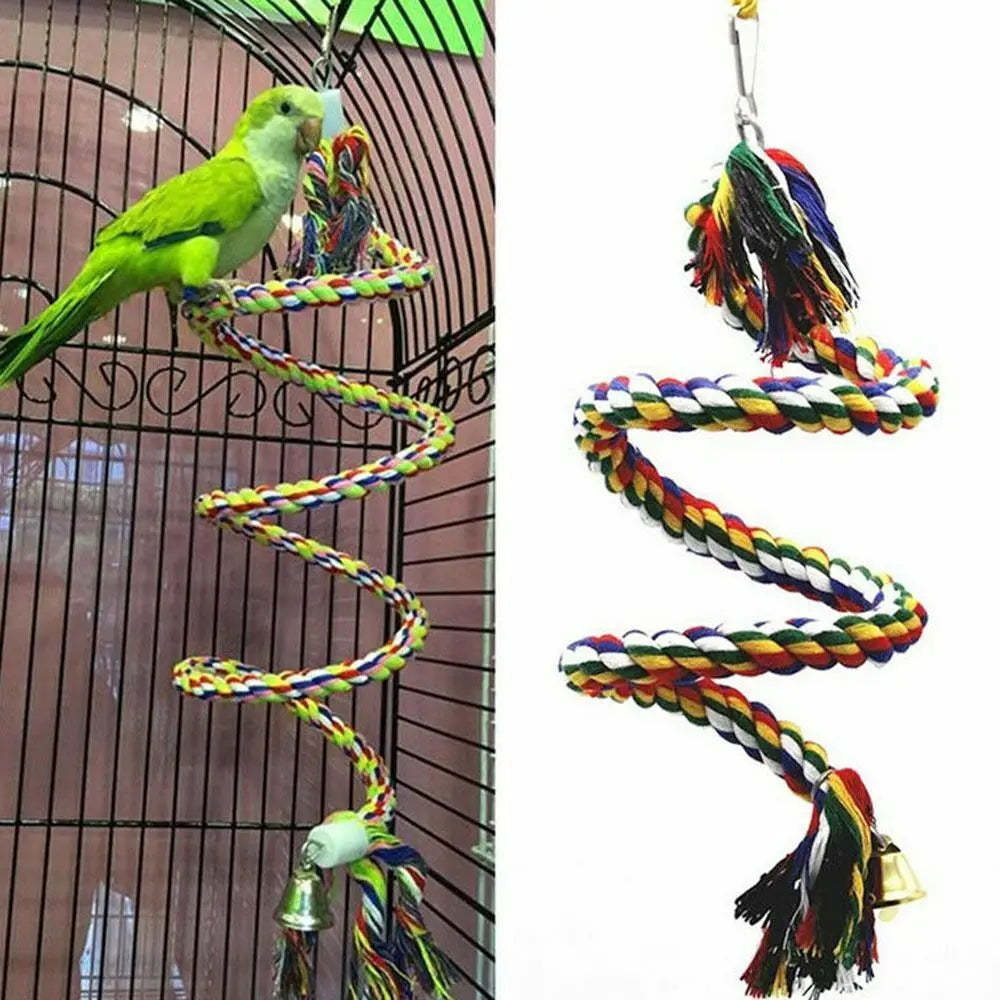 Parrot Rope Hanging Braided Budgie Chew Rope Bird Cage Cockatiel Toy Pet Stand Training Accessories Swing Supplies Parrot Swings