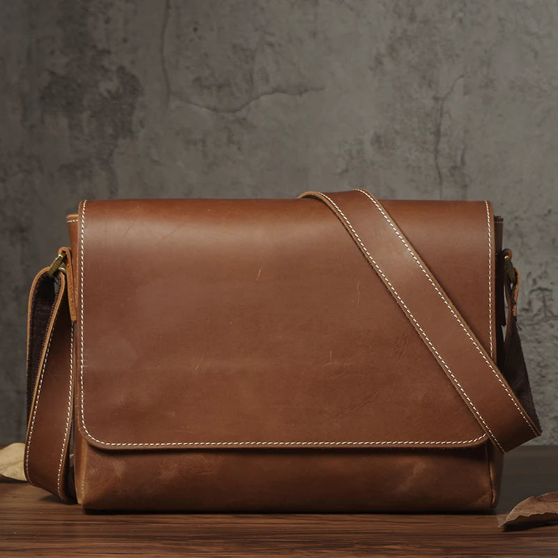 Sac à bandoulière NUKA en cuir véritable pour homme, style rétro, original, en cuir de vache, horizontal, à rabat, pour iPad 11 pouces
