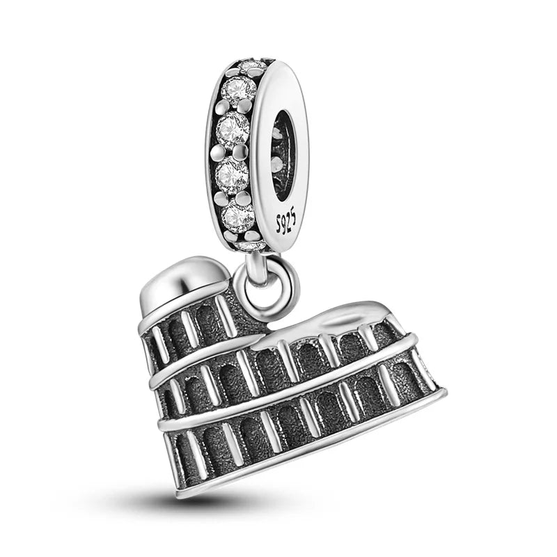 925 Sterling Silver Spots Series Charm Eiffel Tower Egypt Charms Pendant Fit MULA Original Sliver Bracelets DIY Jewelry Gifts