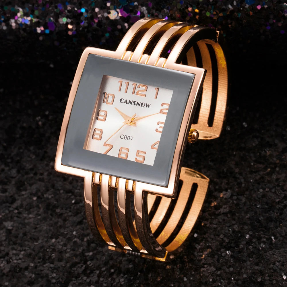 Montre-bracelet tendance pour femmes, bracelet entièrement en acier inoxydable, de luxe, en or rose, tendance 2025