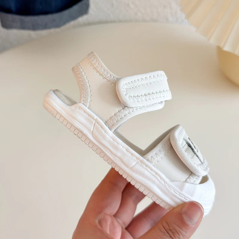 Sandales d'été antidérapantes pour bébés filles et garçons, chaussures plates à bout fermé pour tout-petits, chaussures de berceau, sandales d'extérieur pour nourrissons et enfants