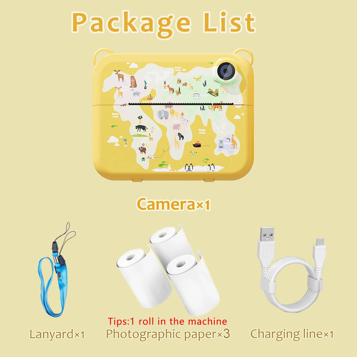 Kids Camera Instant Print Christmas Birthday Gifts for 3-12 Year Old Boys Girls Toys for Kids Age 3-10 with 3 Rolls Print Paper