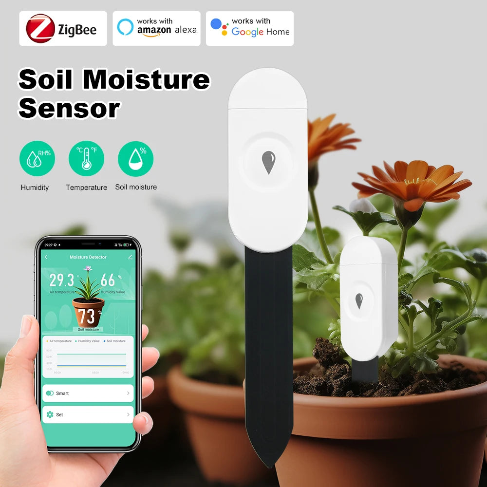 Testeur de sol intelligent Zigbee 3.0, compteur de température et d'humidité, thermohygromètre étanche, détecteur d'irrigation et d'automatisation de jardin