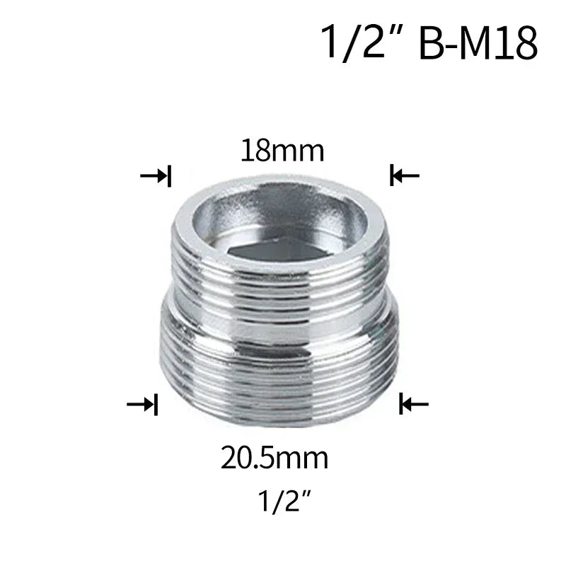 Water Faucet Coupler 1/2 To M16 M18 M20 M22 M24 M28 M32 Thread Connector Conversion Tap Adapter Fitting Bubbler Kitchen Bathroom