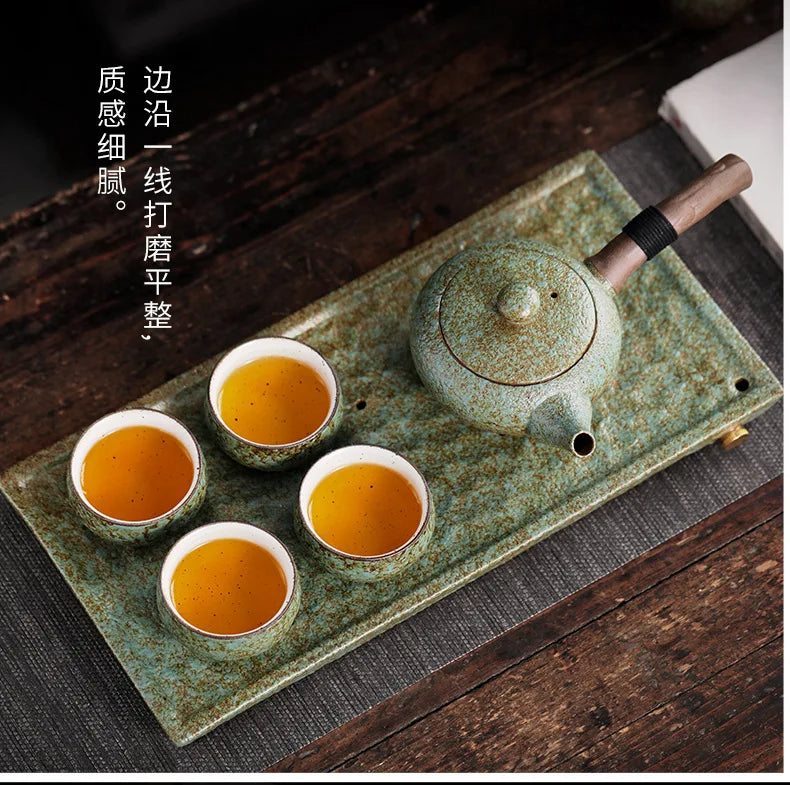 Japanese Stoneware Tea Tray Retro Ceramic Pot Bearing Support Small Tea Table Water Storage Dry Tea Table Household Cha Teaware