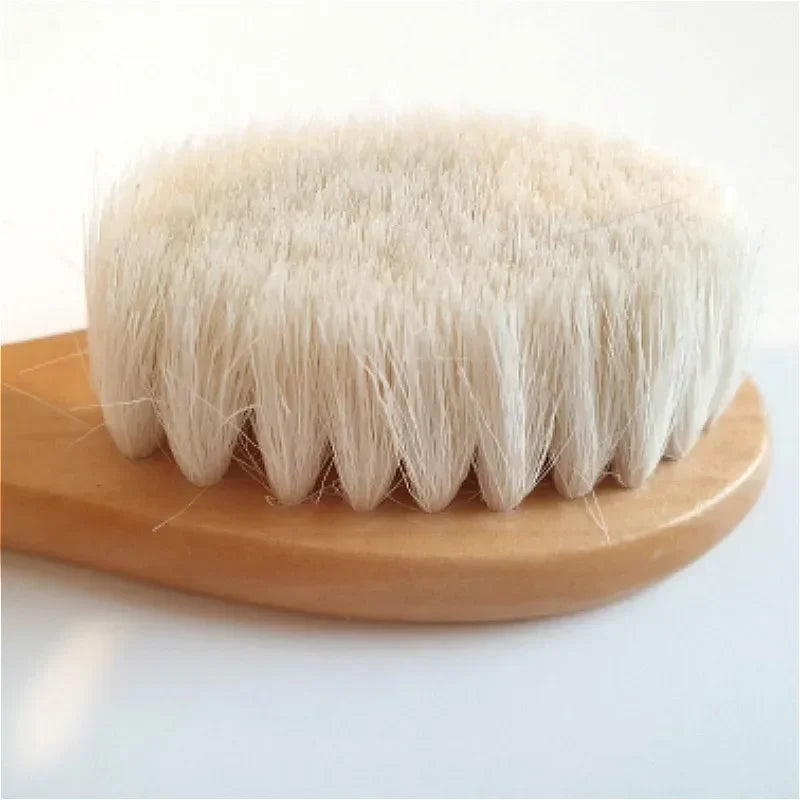 2/3PCS Newborn Wool Baby Wooden Brush Comb Newborn Hair Brush Infant Head Massager Portable Comb Hair Bath Brush Comb
