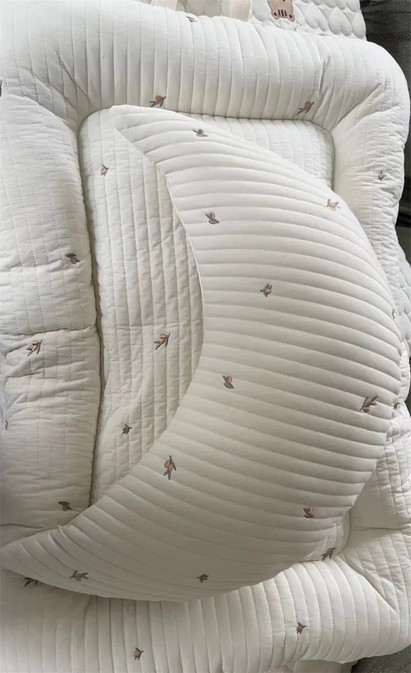 Coussin d'allaitement pour nouveau-né, coussin brodé pour bébé, coussin de lune en pur coton, oreiller de lit pour enfant, amovible et lavable